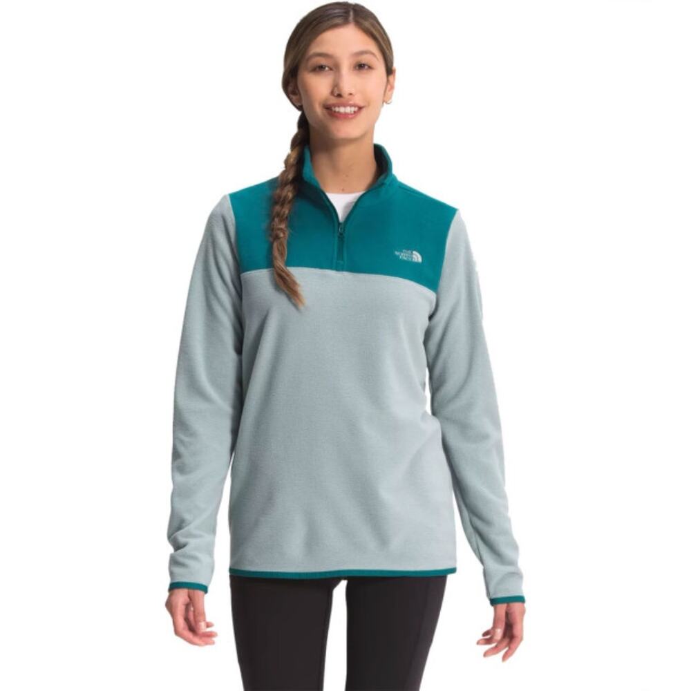 The North Face TKA Glacier 1/4‎ Zip Pullover Teal & Gray Sweater Women's Large